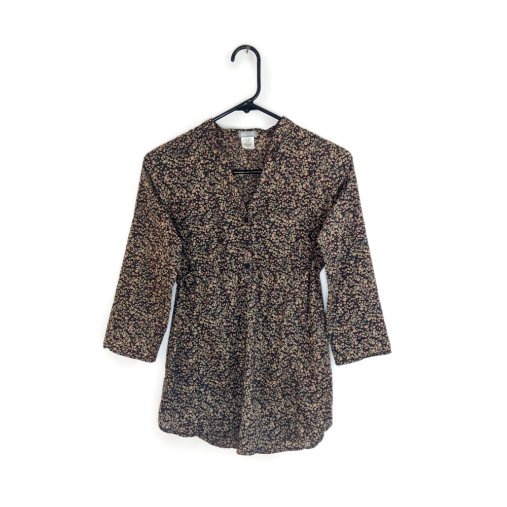 2000s Delia's Floral Print Feminine Babydoll Waist Tunic Blouse Top